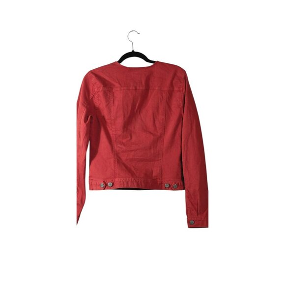 Loft Size Small Jacket Demin Cropped Round Collar Brick Red NWT - Picture 3 of 8